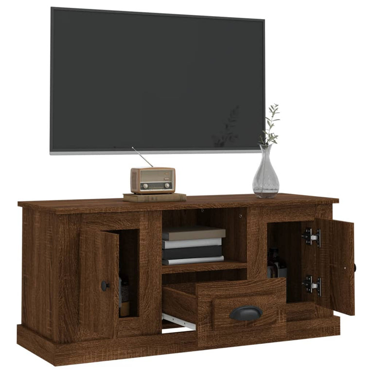 Tv-meubel 100x35,5x45 cm bewerkt hout bruin eikenkleur MeubelReus