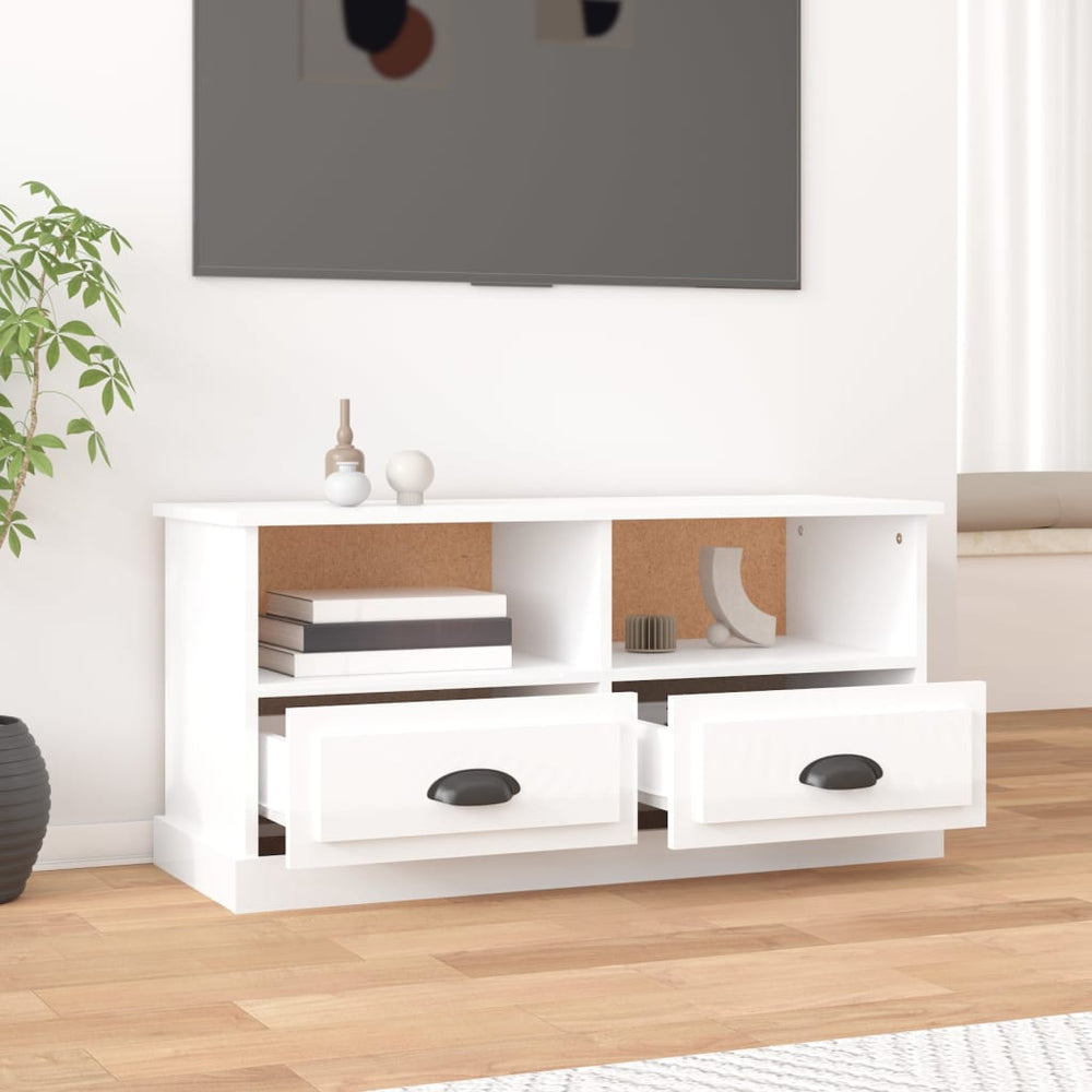 Tv-meubel 93x35,5x45 cm bewerkt hout hoogglans wit MeubelReus