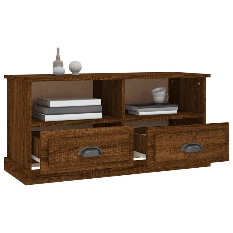 Tv-meubel 93x35,5x45 cm bewerkt hout bruin eikenkleur MeubelReus
