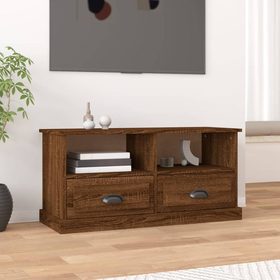Tv-meubel 93x35,5x45 cm bewerkt hout bruin eikenkleur MeubelReus