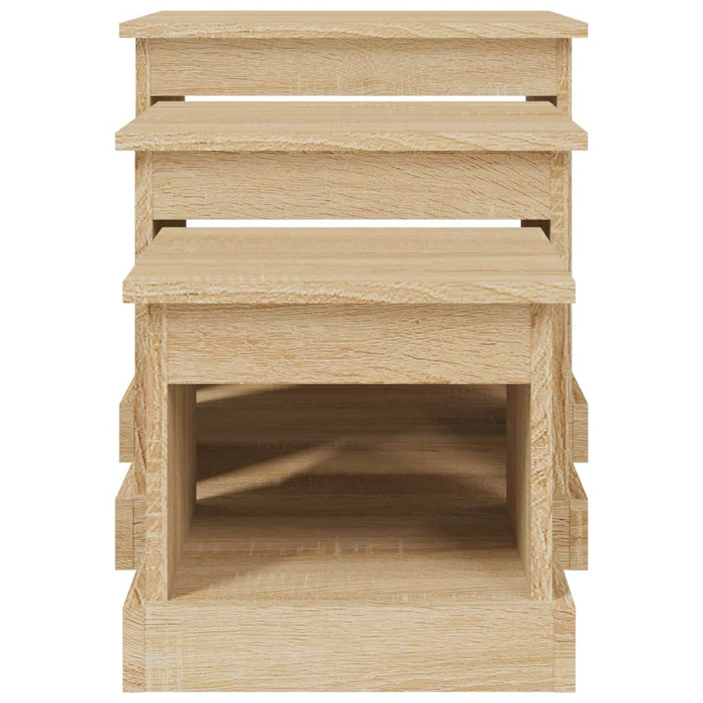 3-delige Tafeltjesset bewerkt hout sonoma eikenkleurig MeubelReus