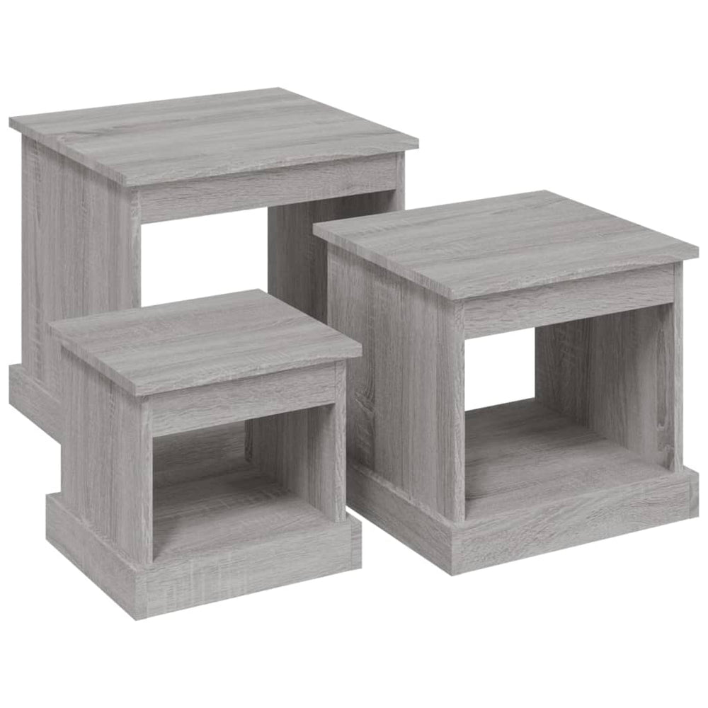 3-delige Tafeltjesset bewerkt hout grijs sonoma eikenkleurig MeubelReus