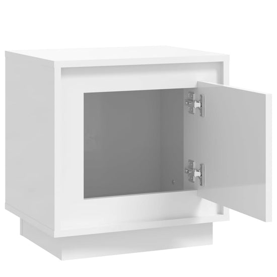 Nachtkastje 44x35x45 cm bewerkt hout hoogglans wit MeubelReus