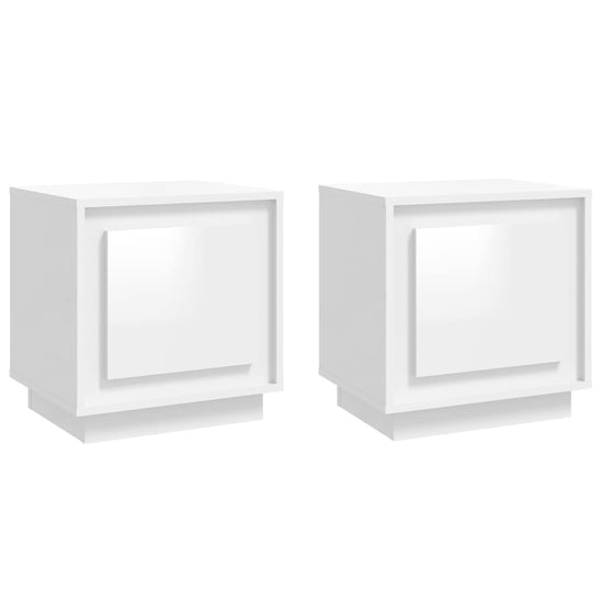 Nachtkastjes 2 st 44x35x45 cm bewerkt hout hoogglans wit MeubelReus