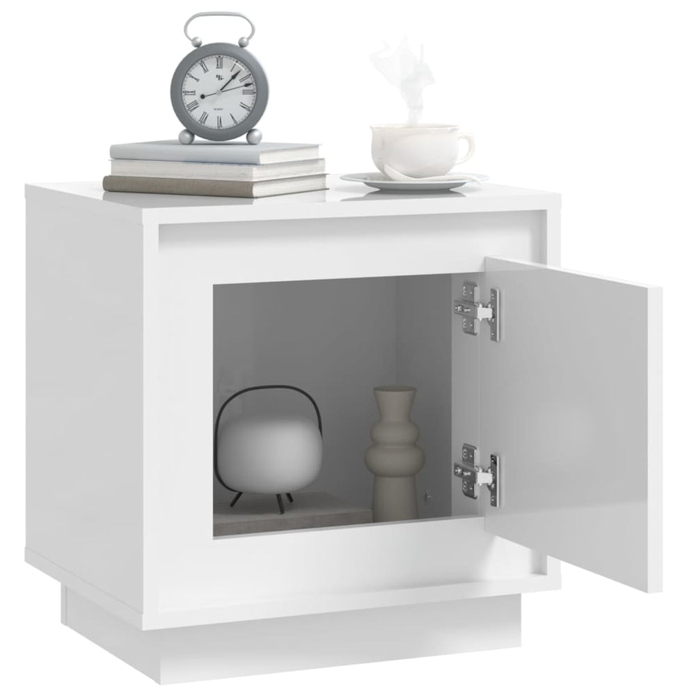 Nachtkastjes 2 st 44x35x45 cm bewerkt hout hoogglans wit MeubelReus