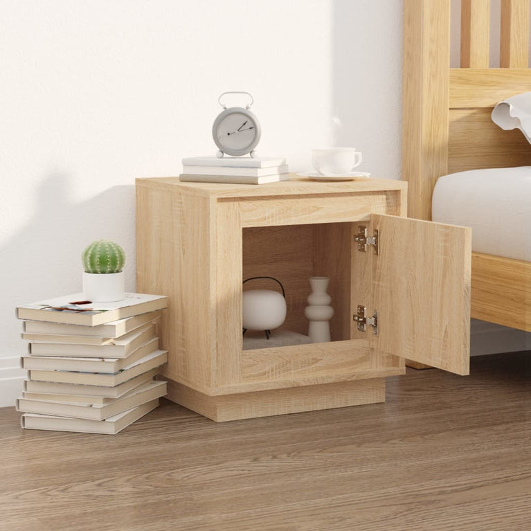 Nachtkastje 44x35x45 cm bewerkt hout sonoma eikenkleurig MeubelReus