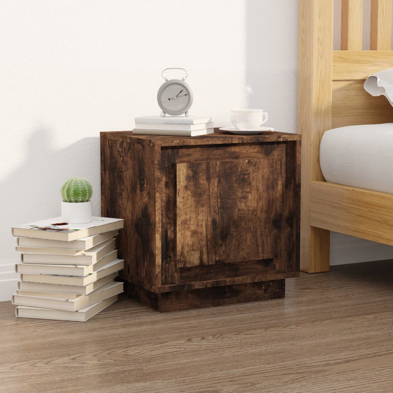Nachtkastje 44x35x45 cm bewerkt hout gerookt eikenkleurig MeubelReus