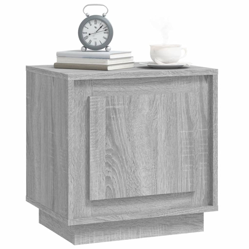 Nachtkastje 44x35x45 cm bewerkt hout grijs sonoma eikenkleurig MeubelReus