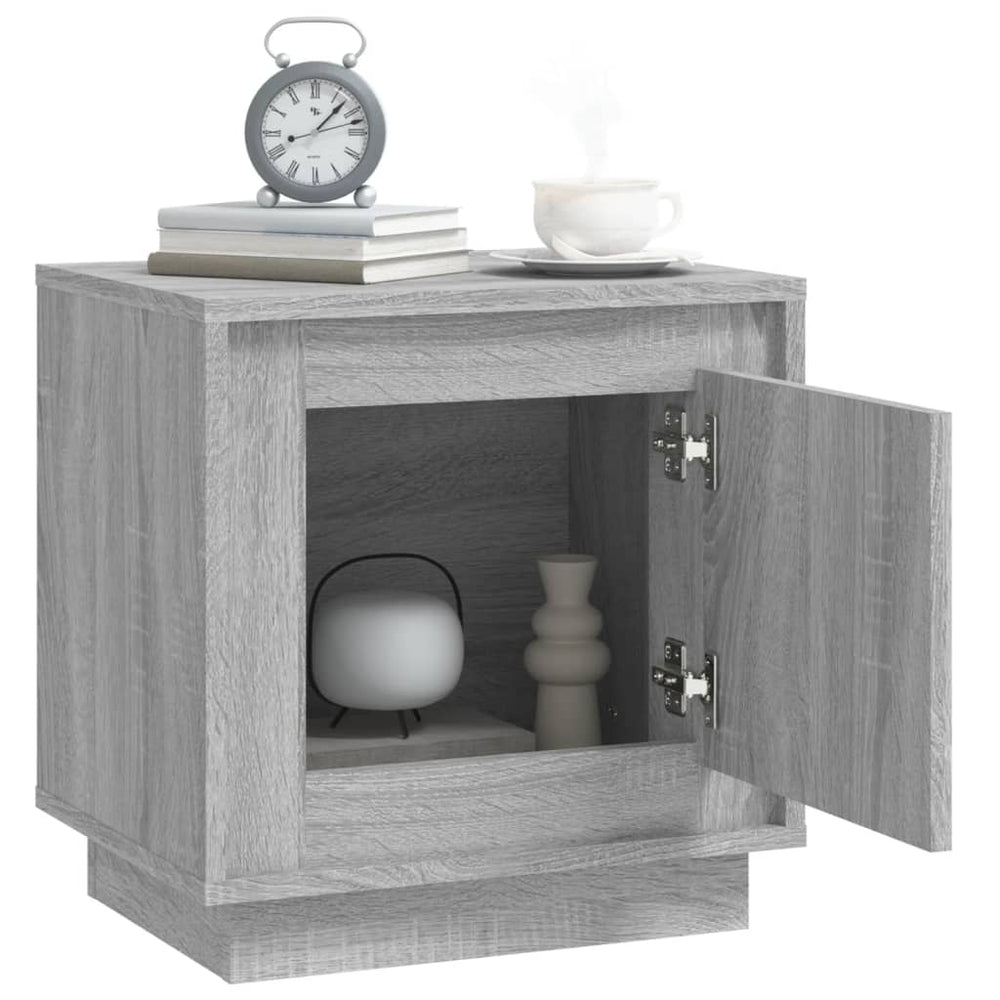 Nachtkastje 44x35x45 cm bewerkt hout grijs sonoma eikenkleurig MeubelReus