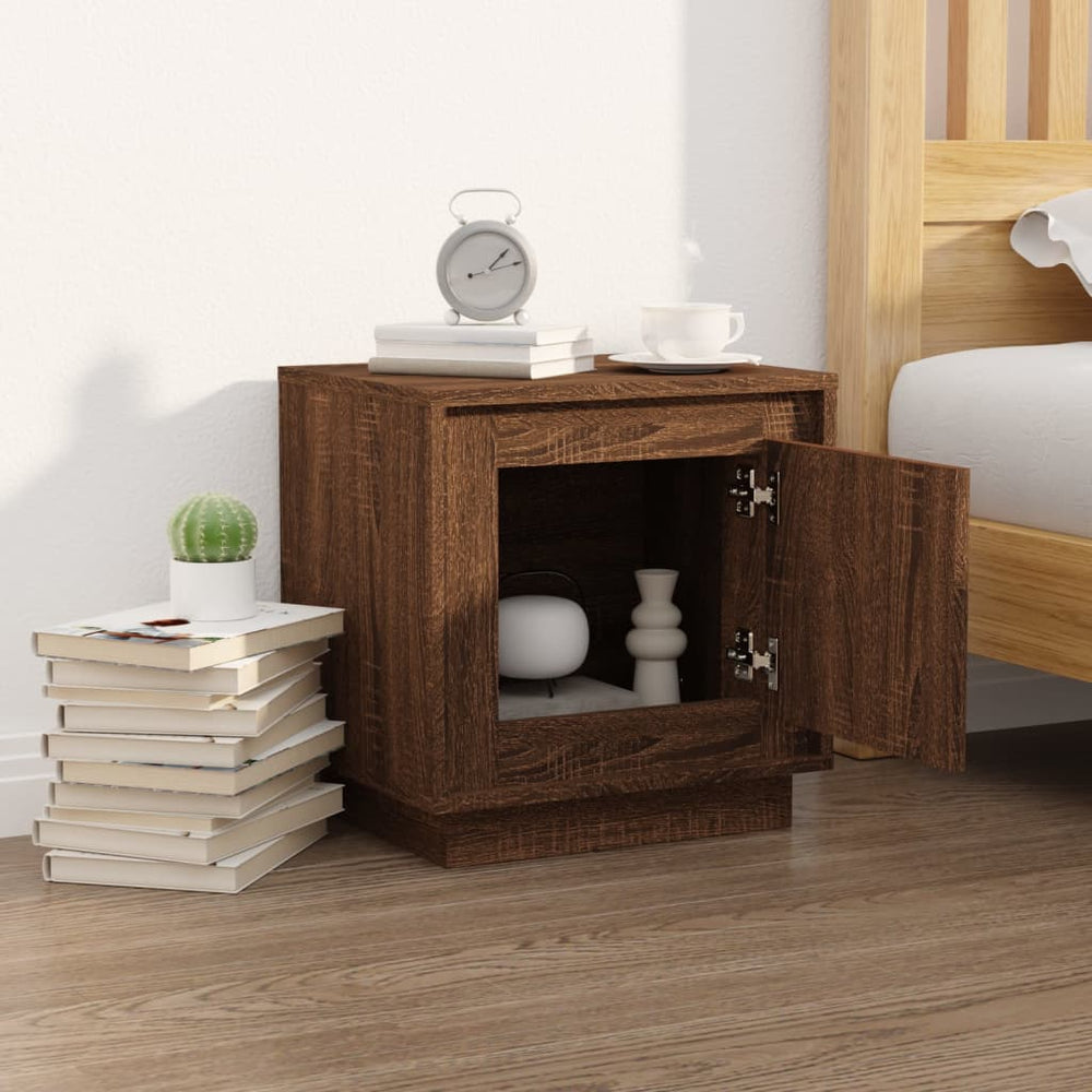Nachtkastje 44x35x45 cm bewerkt hout bruin eikenkleur MeubelReus