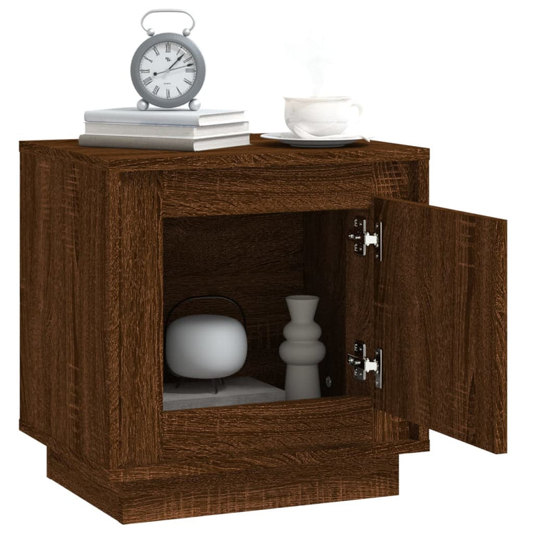 Nachtkastje 44x35x45 cm bewerkt hout bruin eikenkleur MeubelReus