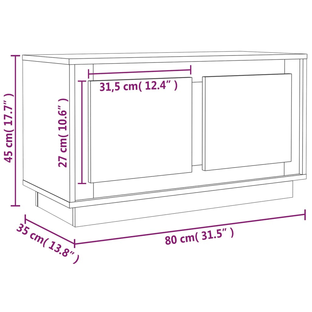 Tv-meubel 80x35x45 cm bewerkt hout wit MeubelReus