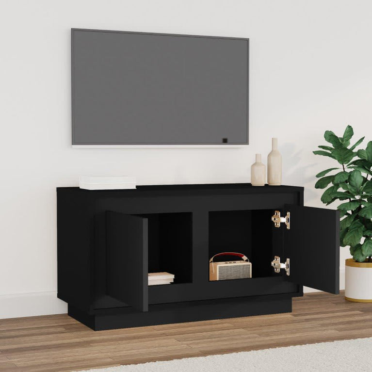 Tv-meubel 80x35x45 cm bewerkt hout zwart MeubelReus