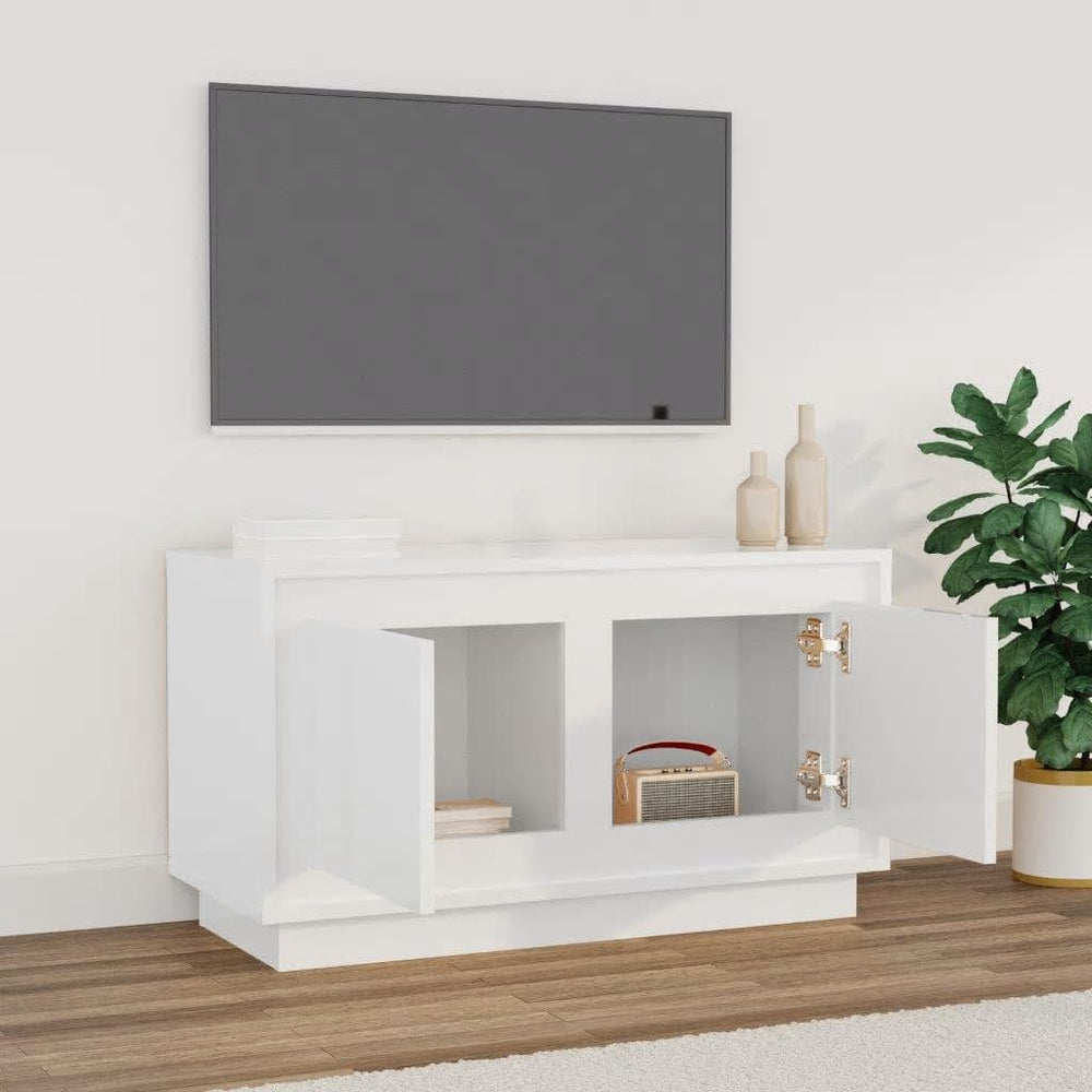 Tv-meubel 80x35x45 cm bewerkt hout hoogglans wit MeubelReus