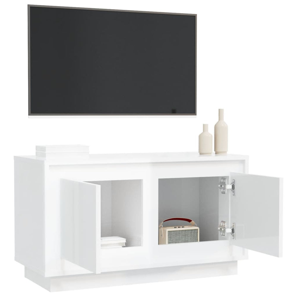 Tv-meubel 80x35x45 cm bewerkt hout hoogglans wit MeubelReus