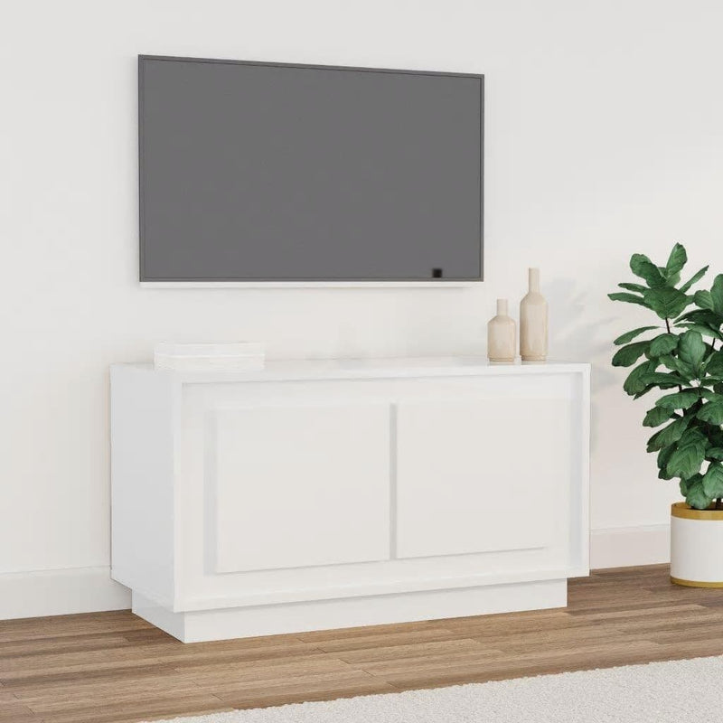 Tv-meubel 80x35x45 cm bewerkt hout hoogglans wit MeubelReus