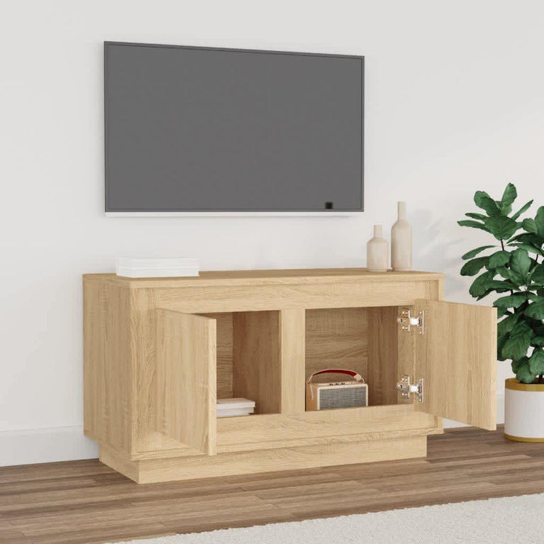 Tv-meubel 80x35x45 cm bewerkt hout sonoma eikenkleurig MeubelReus