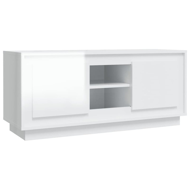 Tv-meubel 102x35x45 cm bewerkt hout hoogglans wit MeubelReus