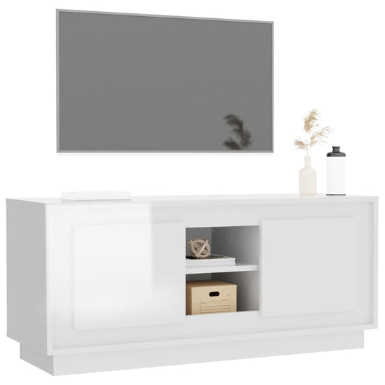 Tv-meubel 102x35x45 cm bewerkt hout hoogglans wit MeubelReus