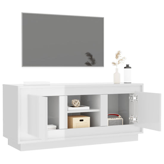 Tv-meubel 102x35x45 cm bewerkt hout hoogglans wit MeubelReus