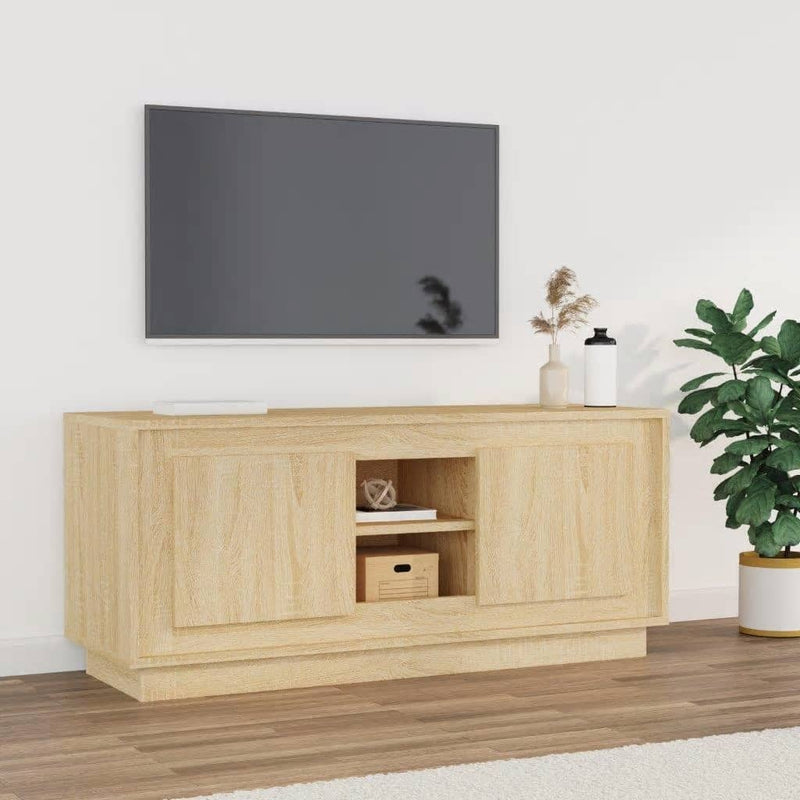 Tv-meubel 102x35x45 cm bewerkt hout sonoma eikenkleurig MeubelReus