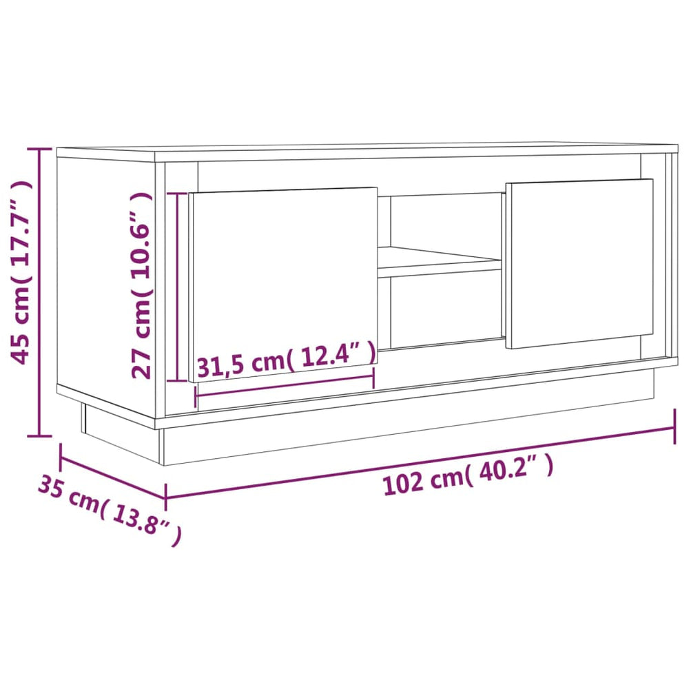 Tv-meubel 102x35x45 cm bewerkt hout betongrijs MeubelReus