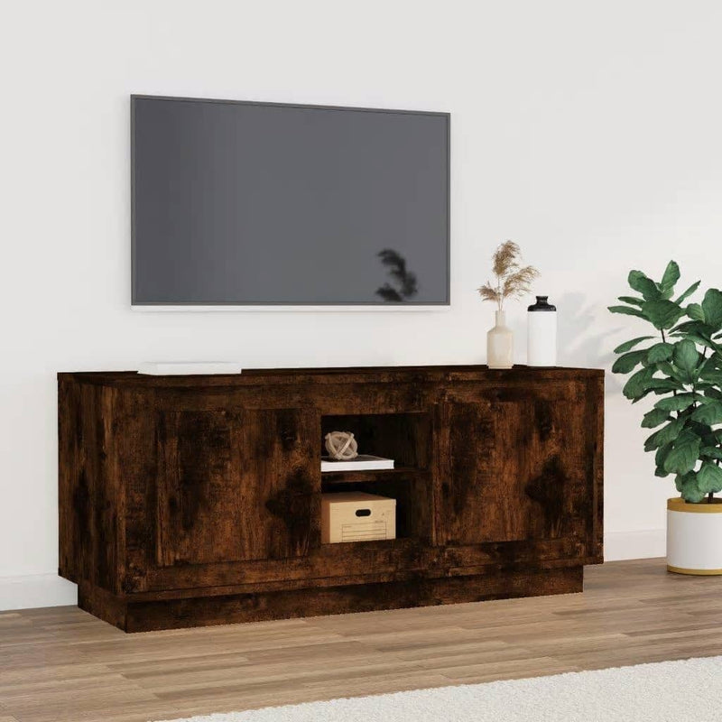 Tv-meubel 102x35x45 cm bewerkt hout gerookt eikenkleurig MeubelReus