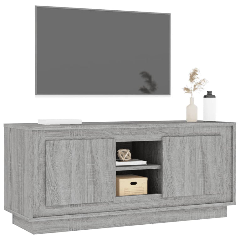 Tv-meubel 102x35x45 cm bewerkt hout grijs sonoma eikenkleurig MeubelReus