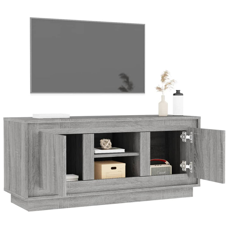 Tv-meubel 102x35x45 cm bewerkt hout grijs sonoma eikenkleurig MeubelReus