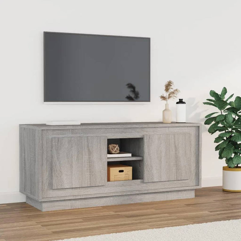 Tv-meubel 102x35x45 cm bewerkt hout grijs sonoma eikenkleurig MeubelReus