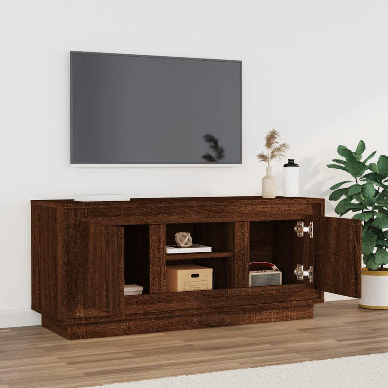 Tv-meubel 102x35x45 cm bewerkt hout bruin eikenkleur MeubelReus