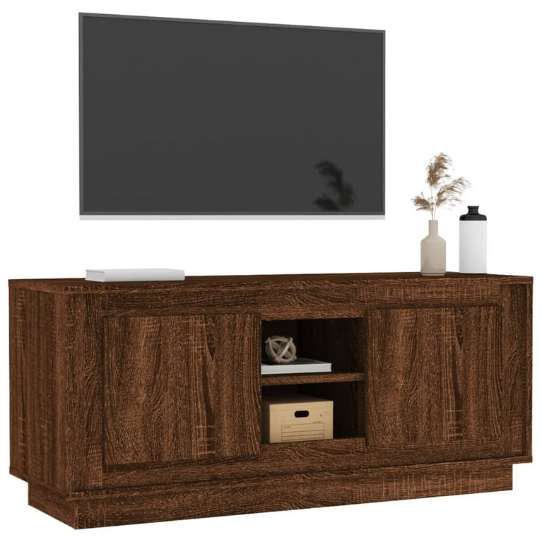 Tv-meubel 102x35x45 cm bewerkt hout bruin eikenkleur MeubelReus