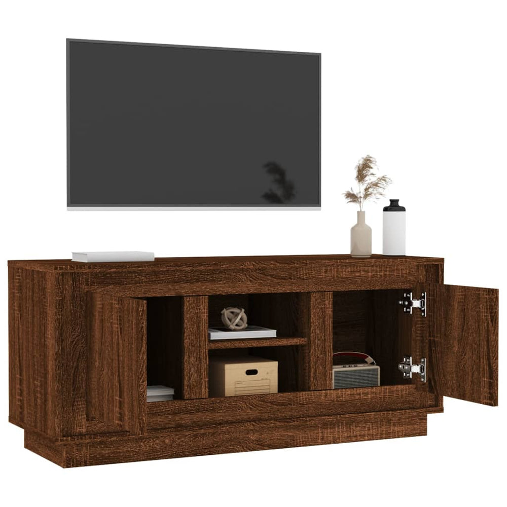 Tv-meubel 102x35x45 cm bewerkt hout bruin eikenkleur MeubelReus