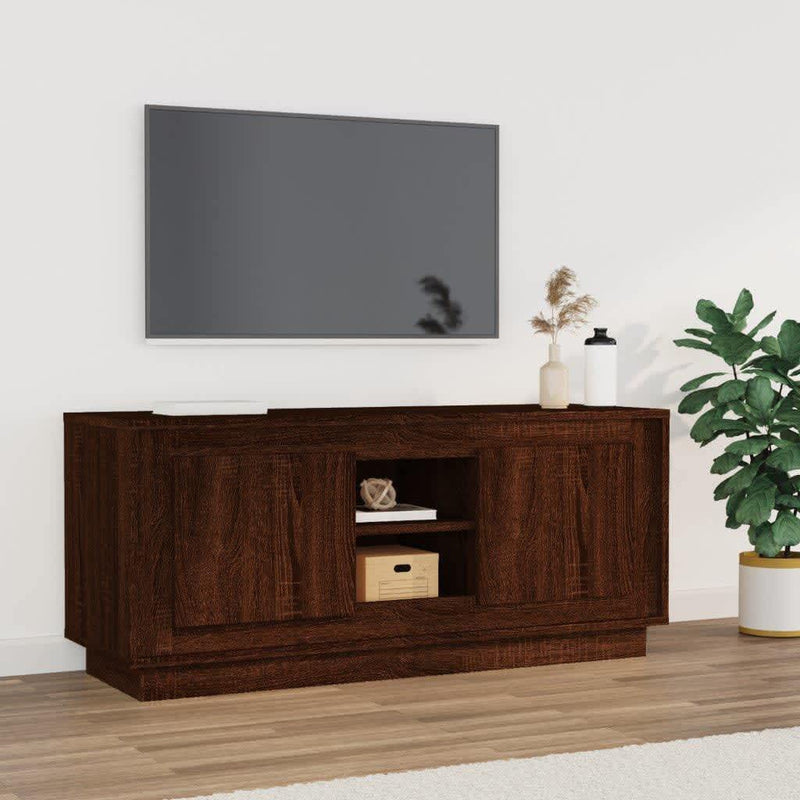 Tv-meubel 102x35x45 cm bewerkt hout bruin eikenkleur MeubelReus