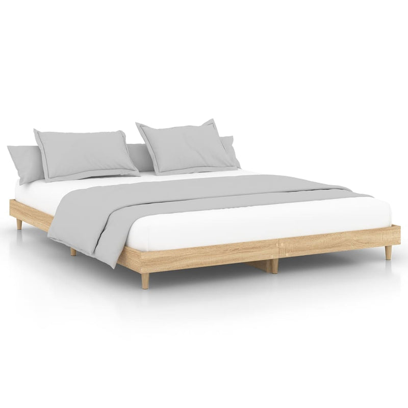 Bedframe bewerkt hout sonoma eikenkleurig 140x200 cm
