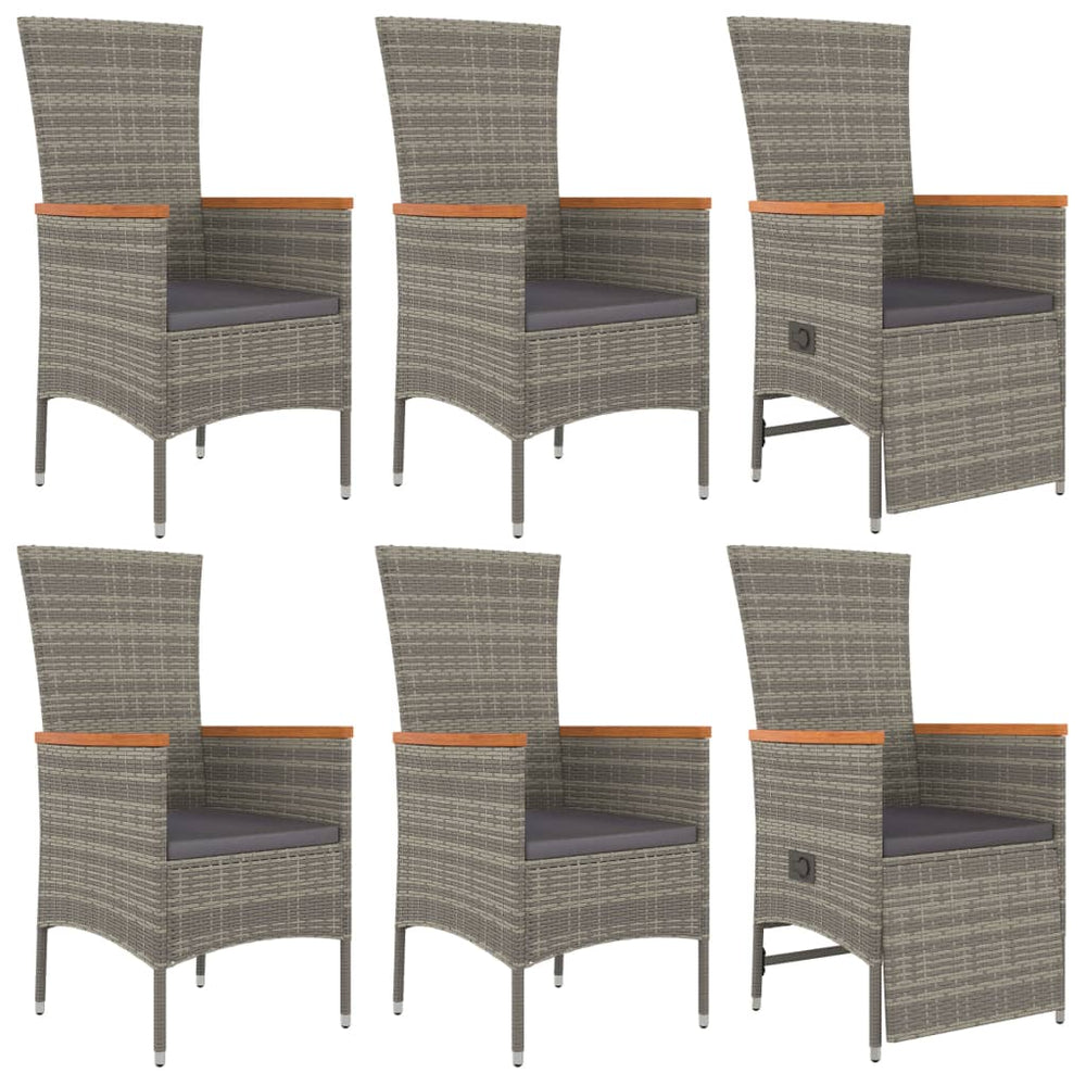 7-delige Tuinset met kussens poly rattan grijs MeubelReus