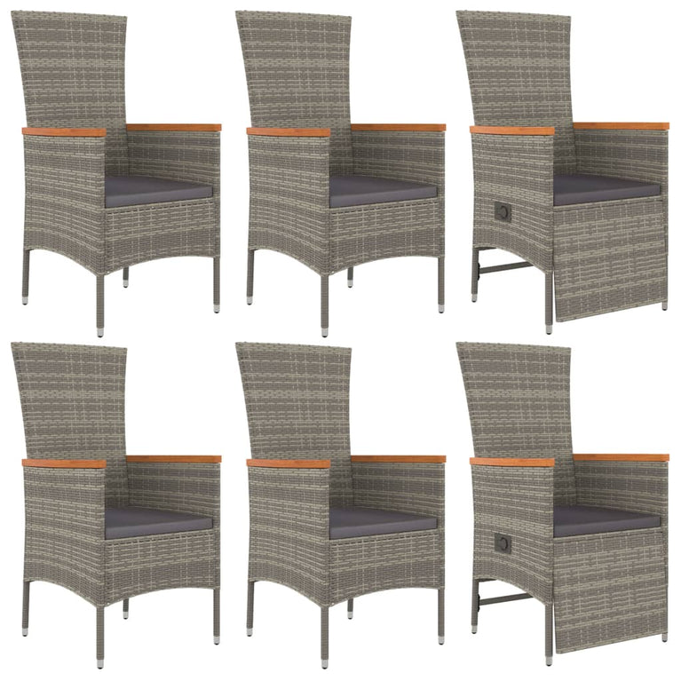 7-delige Tuinset met kussens poly rattan grijs MeubelReus