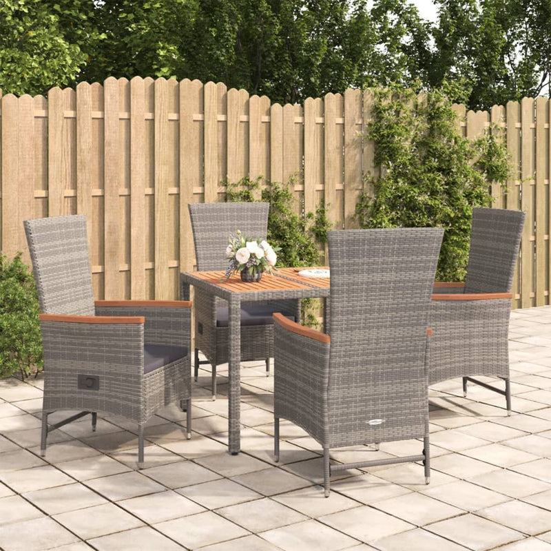 5-delige Tuinset met kussens poly rattan grijs MeubelReus