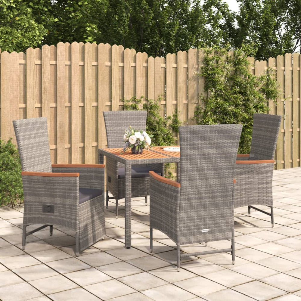 5-delige Tuinset met kussens poly rattan grijs MeubelReus