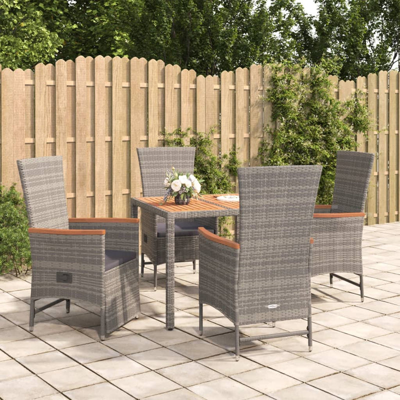 5-delige Tuinset met kussens poly rattan grijs MeubelReus