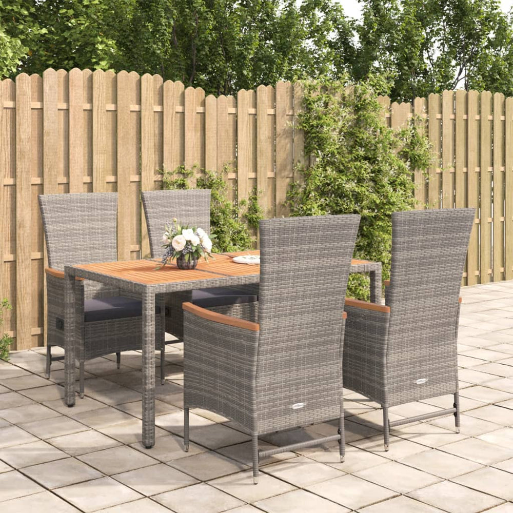 5-delige Tuinset met kussens poly rattan grijs MeubelReus