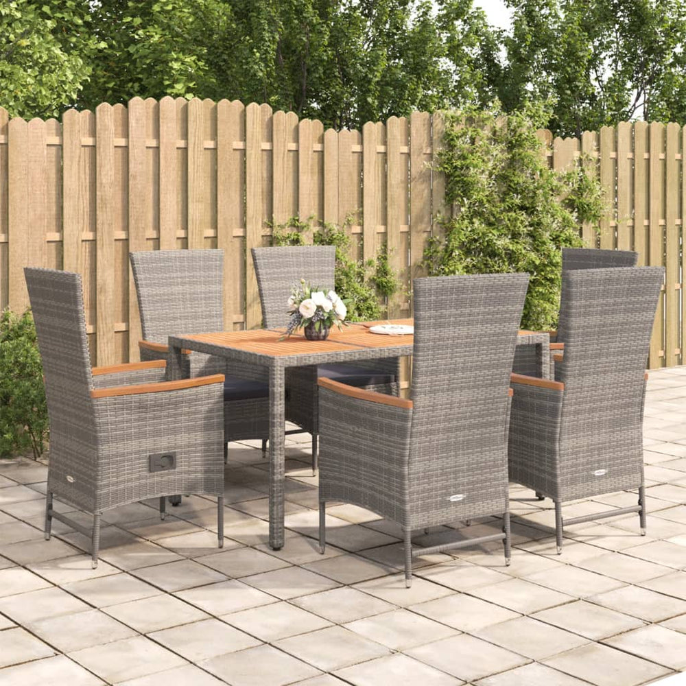 7-delige Tuinset met kussens poly rattan grijs MeubelReus
