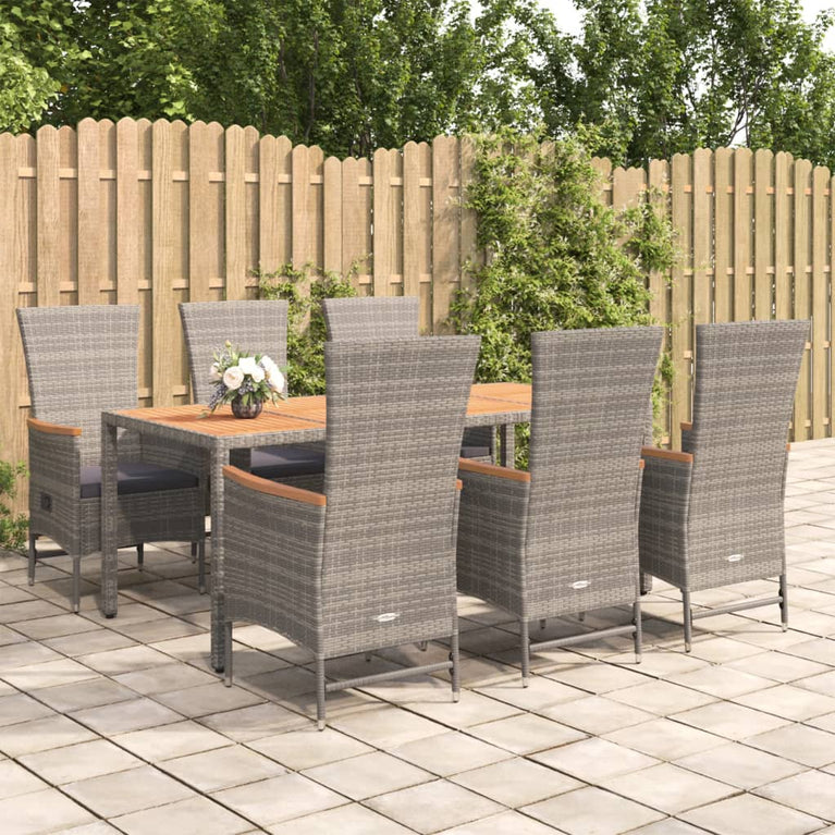 7-delige Tuinset met kussens poly rattan grijs MeubelReus