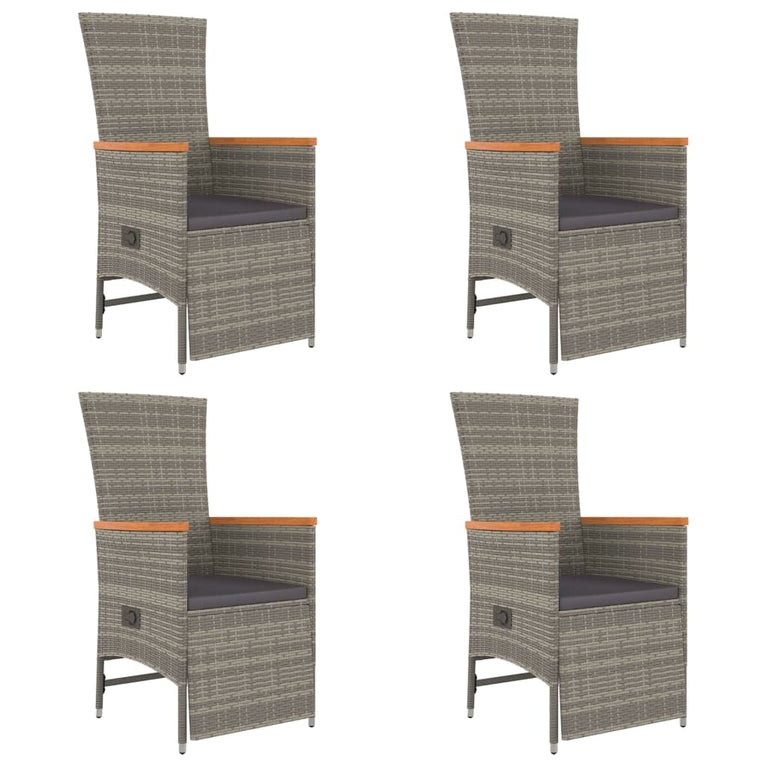 5-delige Tuinset met kussens poly rattan grijs MeubelReus