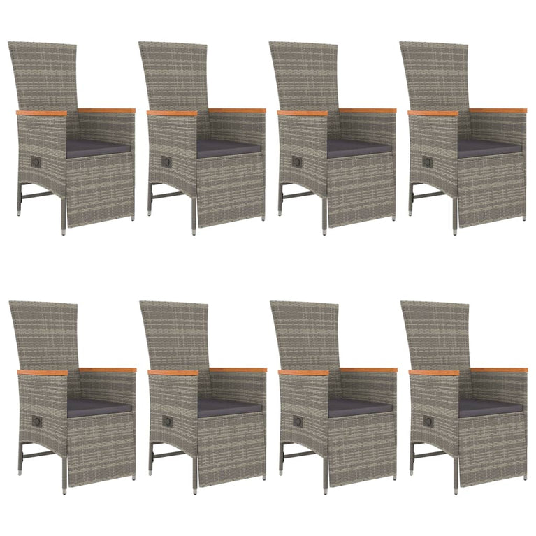 9-delige Tuinset met kussens poly rattan grijs MeubelReus