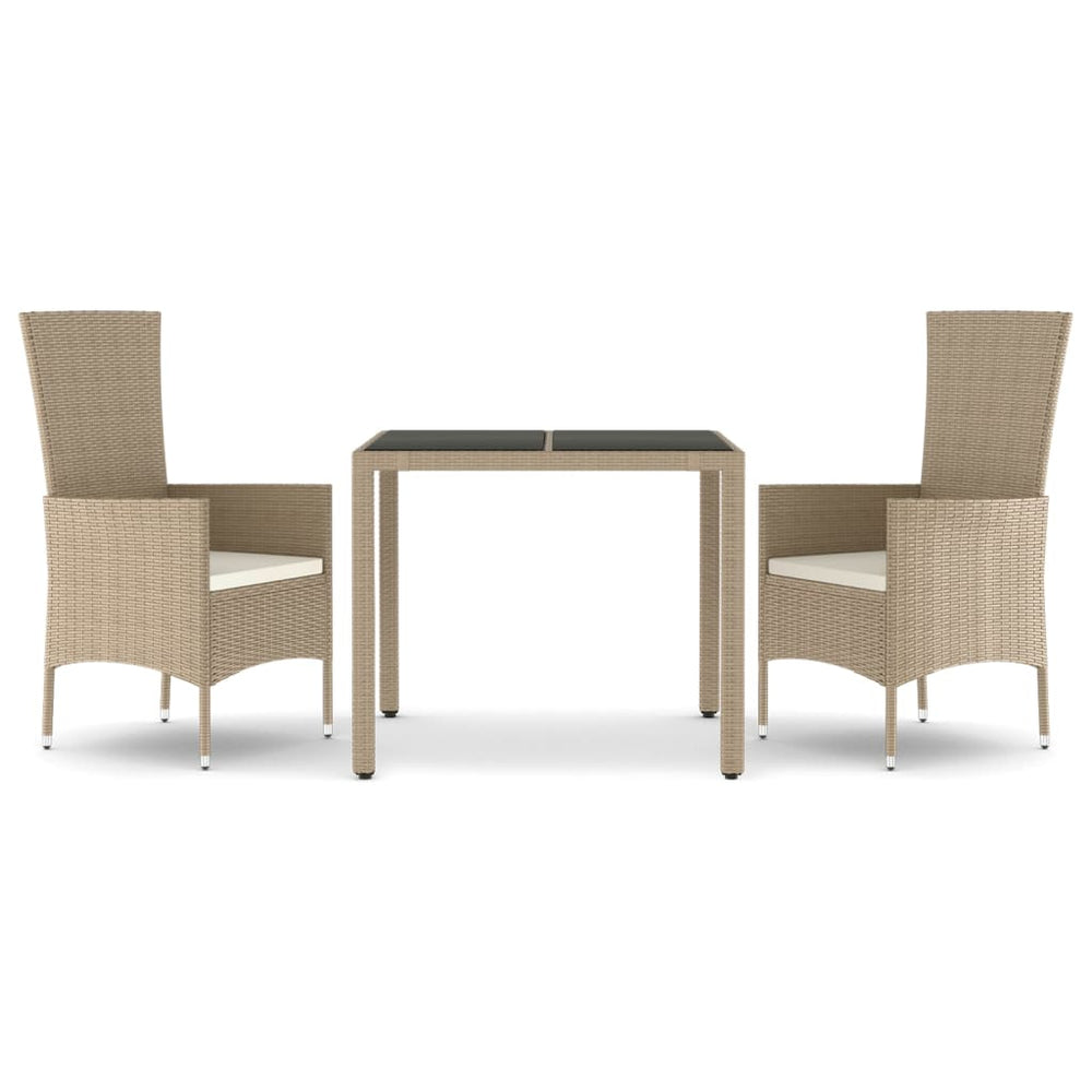 3-delige Tuinset met kussens poly rattan beige MeubelReus