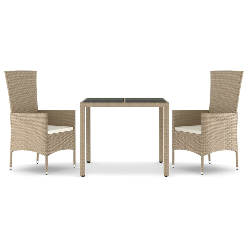 3-delige Tuinset met kussens poly rattan beige MeubelReus