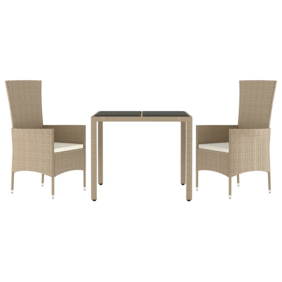 3-delige Tuinset met kussens poly rattan beige MeubelReus