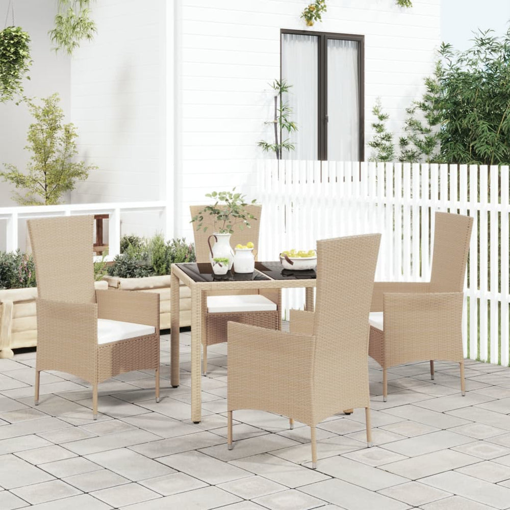 5-delige Tuinset met kussens poly rattan beige MeubelReus