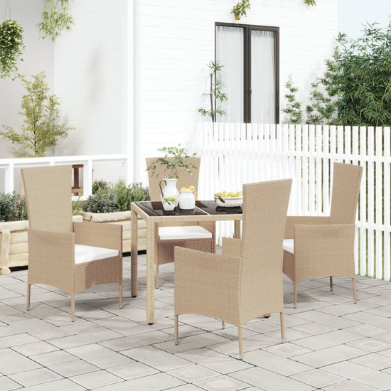 5-delige Tuinset met kussens poly rattan beige MeubelReus